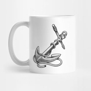 Ship Anchor Tattoo in engraving Style Mug